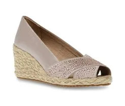 Women's Anne Klein Ezzie-C Peep Toe Espadrille Wedges -Heeled Sandals Shop 2 557