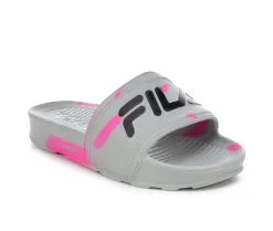Girls' Fila Little Kid & Big Kid Sleek Slide Marble Sport Slides -Heeled Sandals Shop 2 833