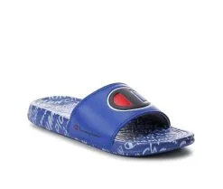 Boys' Champion Little Kid & Big Kid Mega Script Repeat Sport Slides -Heeled Sandals Shop 2 929