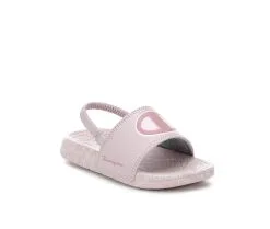 Girls' Champion Toddler Mega Script Repeat Sport Slides -Heeled Sandals Shop 2 934